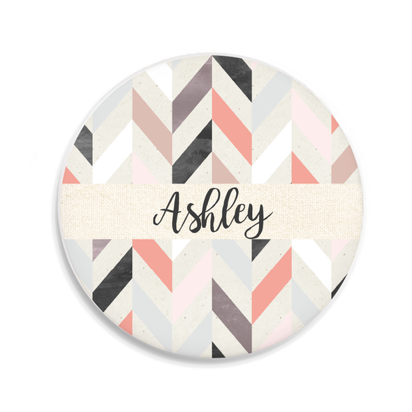 Coral Calico Herringbone Sandstone Coaster Coral Calico Herringbone Sandstone Coaster