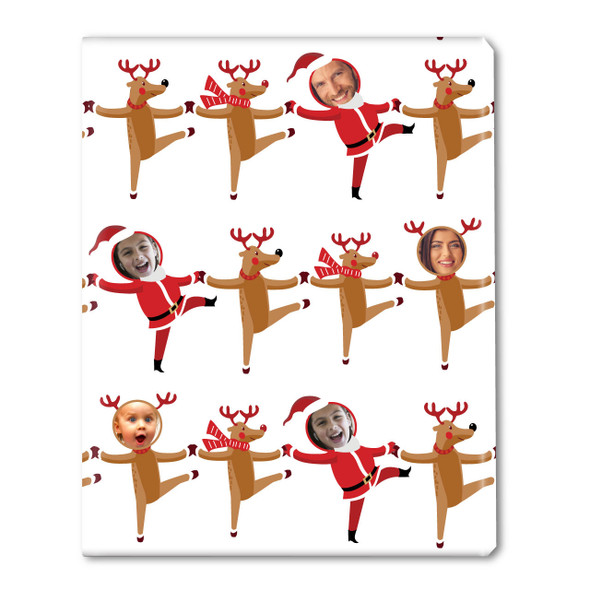 Dancing Santa & Reindeer Personalized Gift Wrap Dancing Santa & Reindeer Personalized Gift Wrap