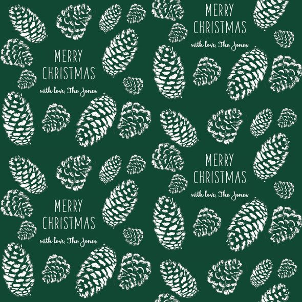 Dk. Green Stamped Pinecones Personalized Gift Wrap Dk. Green Stamped Pinecones Personalized Gift Wrap