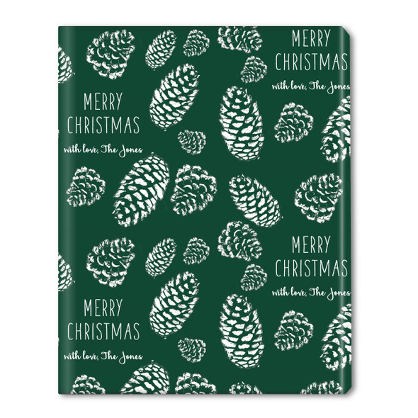 Dk. Green Stamped Pinecones Personalized Gift Wrap Dk. Green Stamped Pinecones Personalized Gift Wrap