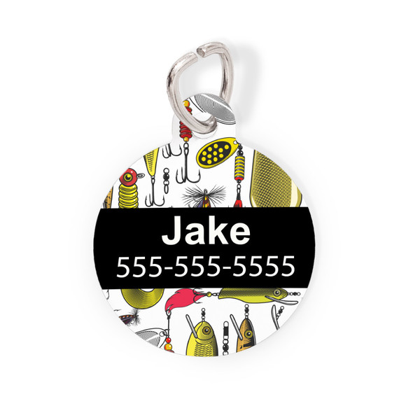 Vintage Lures Round Pet Tag-Pattern Vintage Lures Round Pet Tag-Pattern