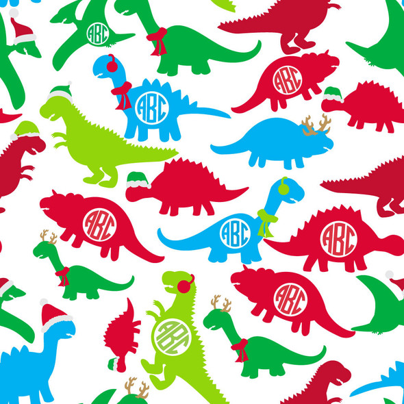 Holiday Dinosaurs Monogram Gift Wrap Holiday Dinosaurs Monogram Gift Wrap