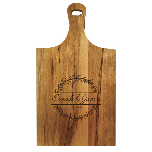 Red Birch Cut/Paddle Board - Engraved Wreath Red Birch Cut/Paddle Board - Engraved Wreath