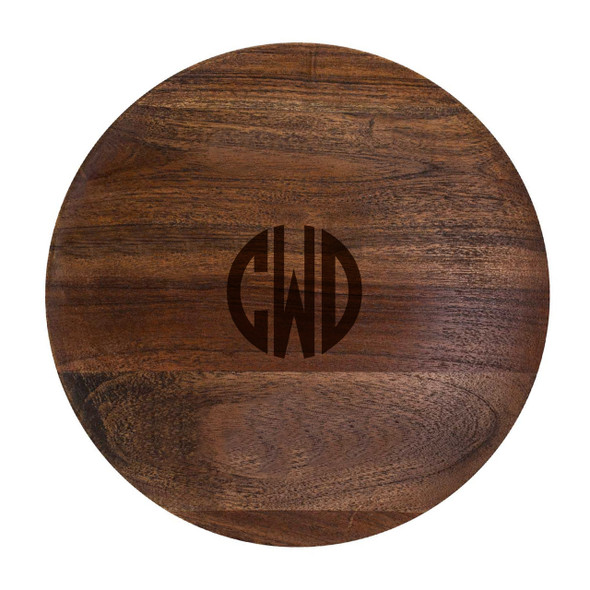 Acacia Wood Charger - Engraved Circle Monogram Acacia Wood Charger - Engraved Circle Monogram