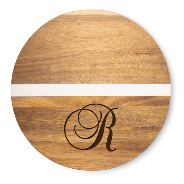 Acacia & Stone Reversible Round Board- Engraved Baroque Acacia & Stone Reversible Round Board- Engraved Baroque