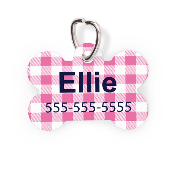 Pink Gingham Bone Pet Tag-Pattern Pink Gingham Bone Pet Tag-Pattern