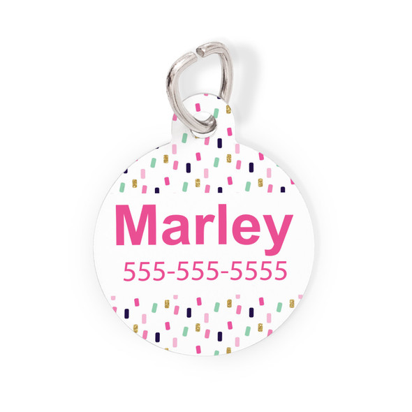 Flamingo Sprinkles Round Pet Tag-Pattern Flamingo Sprinkles Round Pet Tag-Pattern