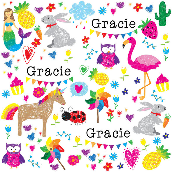 Doodle Girl Personalized Gift Wrap Doodle Girl Personalized Gift Wrap