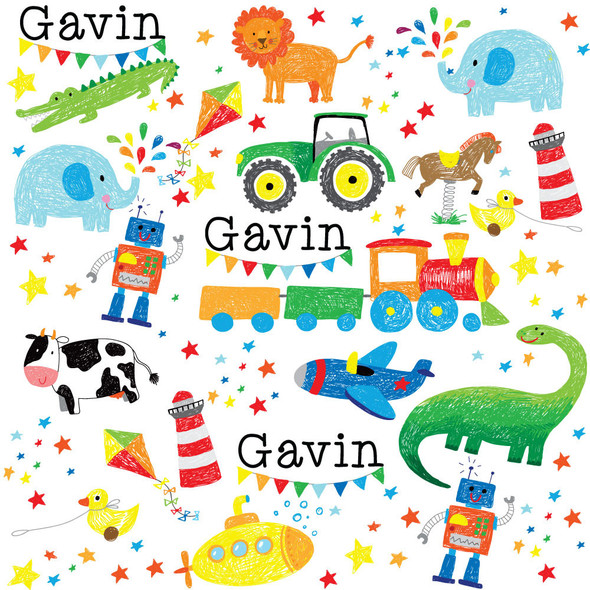 Doodle Boy Personalized Gift Wrap Doodle Boy Personalized Gift Wrap