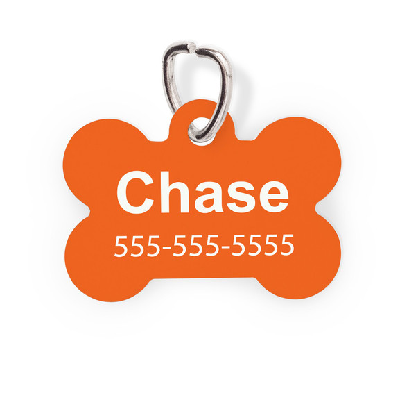 Orange Bone Pet Tag-Solid Color Orange Bone Pet Tag-Solid Color