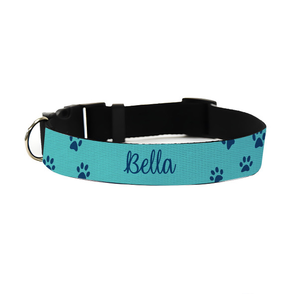 Dk. Aqua/Navy Paw Prints Pet Collar Dk. Aqua/Navy Paw Prints Pet Collar