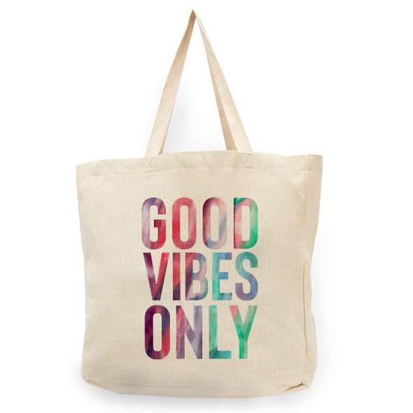 Good Vibes Only Natural Shopper Tote Good Vibes Only Natural Shopper Tote