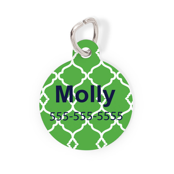 Green Trellis Round Pet Tag-Pattern Green Trellis Round Pet Tag-Pattern