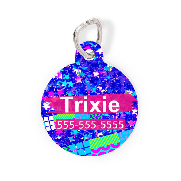 Sparkly Stars Round Pet Tag Sparkly Stars Round Pet Tag