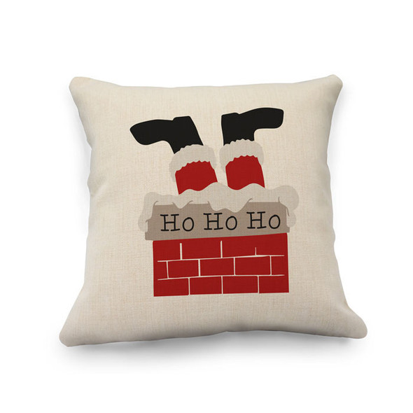 Ho Ho Ho Chimney Santa Natural Pillow Cover Ho Ho Ho Chimney Santa Natural Pillow Cover