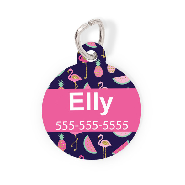 Fruity Flamingo Round Pet Tag-Pattern Fruity Flamingo Round Pet Tag-Pattern