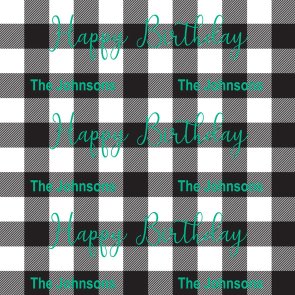B&W Check Teal Personalized Gift Wrap B&W Check Teal Personalized Gift Wrap