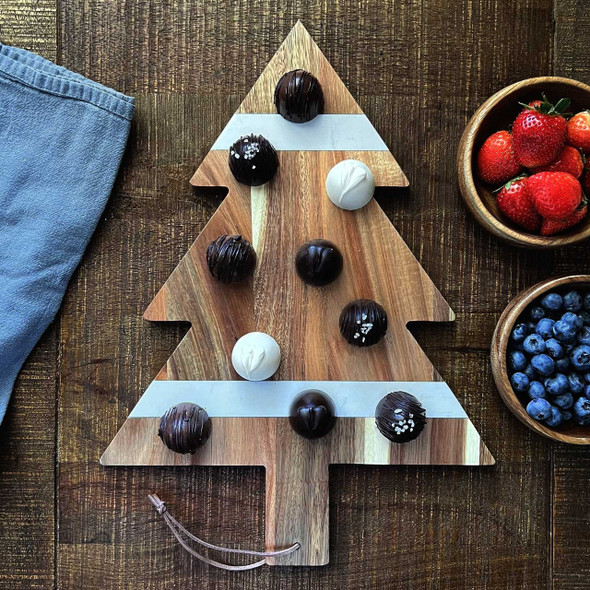 Acacia & Stone Tree Serving Board - Engraved Ltr Acacia & Stone Tree Serving Board - Engraved Ltr