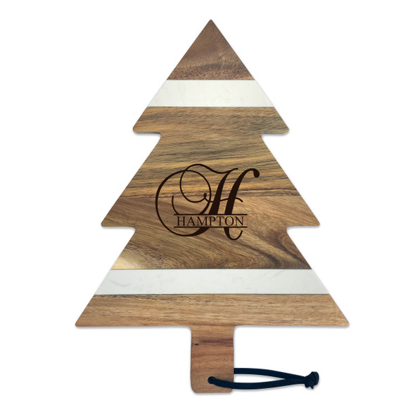 Acacia & Stone Tree Serving Board Engraved Baroque