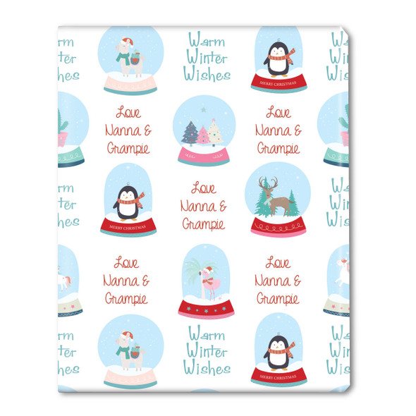 Snow Globe Wishes Personalized Gift Wrap Snow Globe Wishes Personalized Gift Wrap