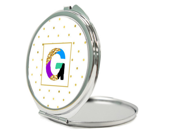 Framed Glitter Letter Compact Mirror Framed Glitter Letter Compact Mirror