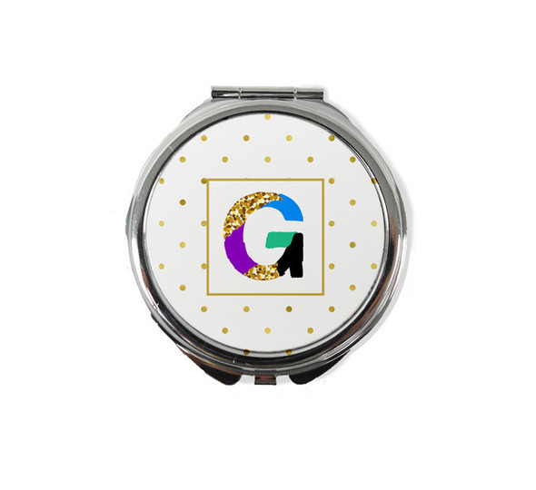 Framed Glitter Letter Compact Mirror Framed Glitter Letter Compact Mirror