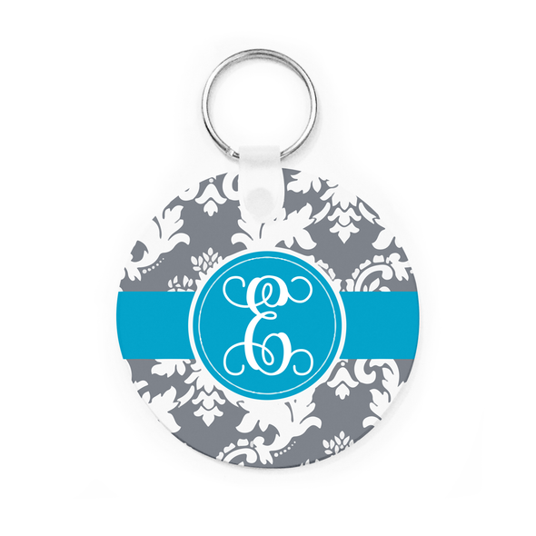 Grey Damask Key Chain Grey Damask Key Chain