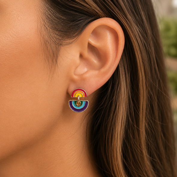 Double Rainbow Dangle Earrings