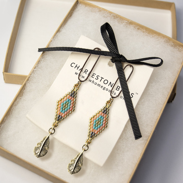 Aztec & Gold Leaves Drop Earrings Aztec & Gold Leaves Drop Earrings