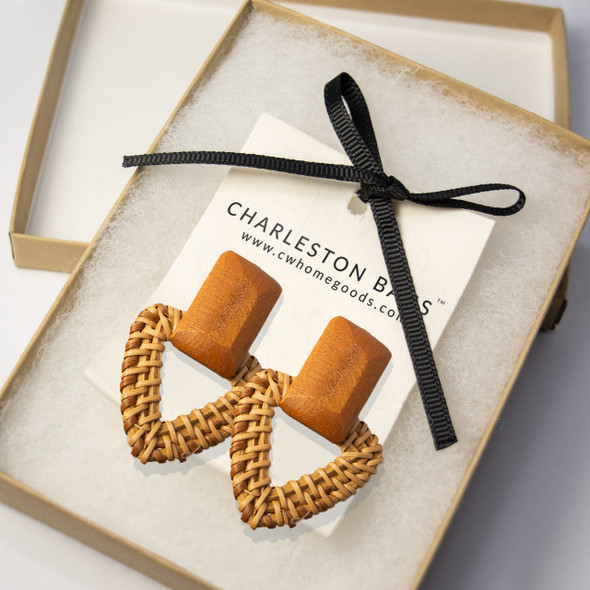 Wood & Raffia Door Knocker Earrings Wood & Raffia Door Knocker Earrings