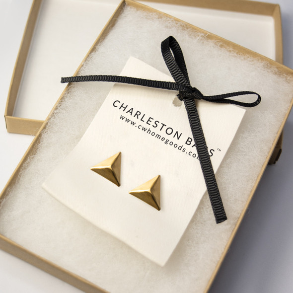 Matte Gold Pyramid Earrings Matte Gold Pyramid Earrings