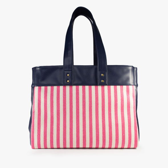 Carson Tote - Hot Pink Stripes Carson Tote - Hot Pink Stripes