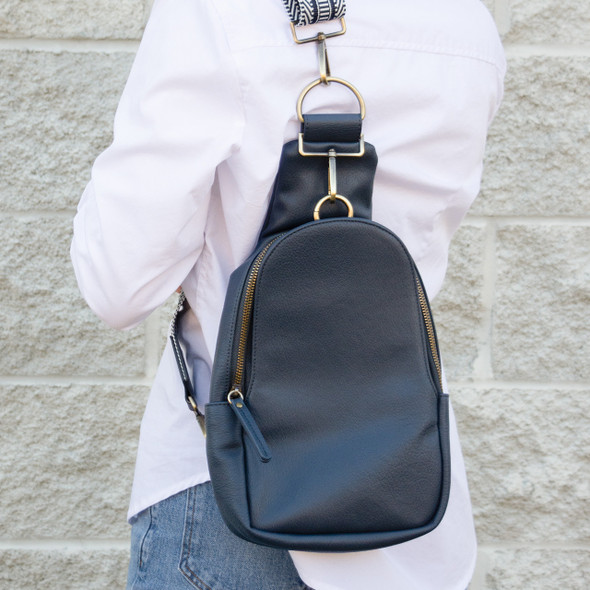 Sharla Sling Bag - Navy - Vegan Leather Sharla Sling Bag - Navy - Vegan Leather