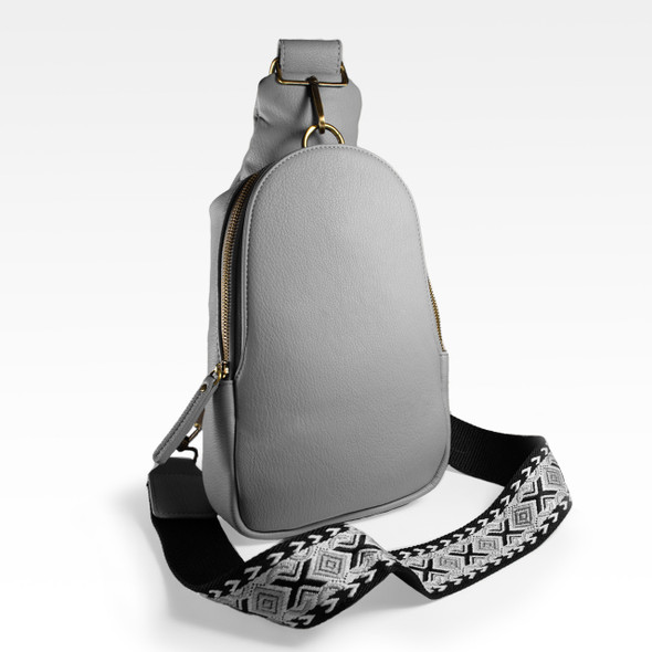 Sharla Sling Bag-Gray - Vegan Leather