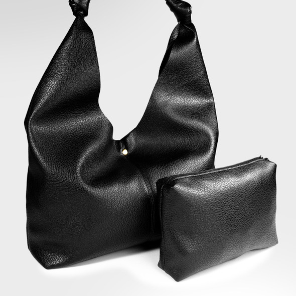 Midnight Claudette Knot Oversized Hobo - Vegan Leather Midnight Claudette Knot Oversized Hobo - Vegan Leather