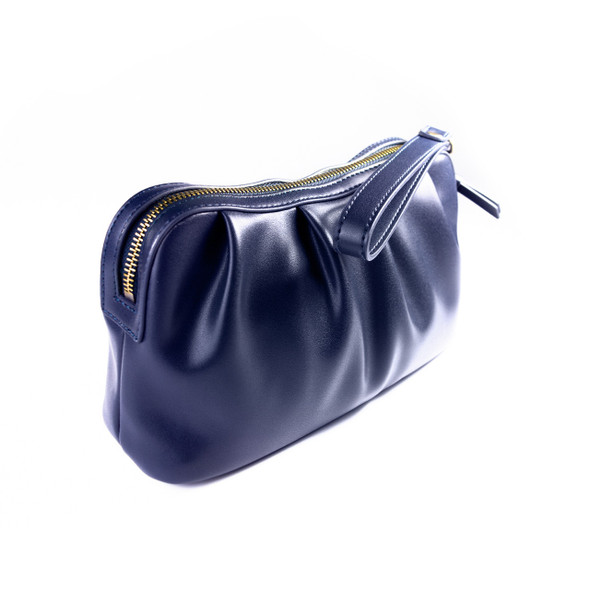 Navy Ruched Loop Clutch/Case - Vegan Leather