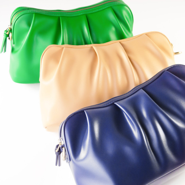 Taupe Ruched Loop Clutch/Case - Vegan Leather