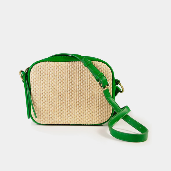 Archer Crossbody - Kelly/Raffia - Vegan Leather Archer Crossbody - Kelly/Raffia - Vegan Leather