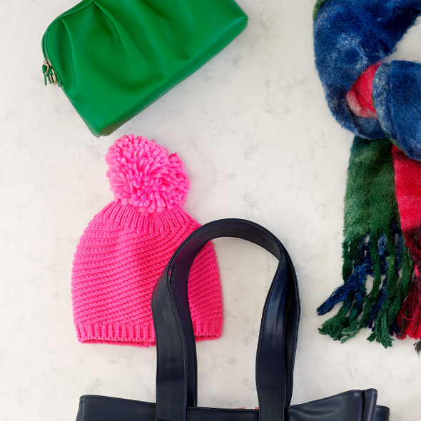 Neon Pink Pom Beanie