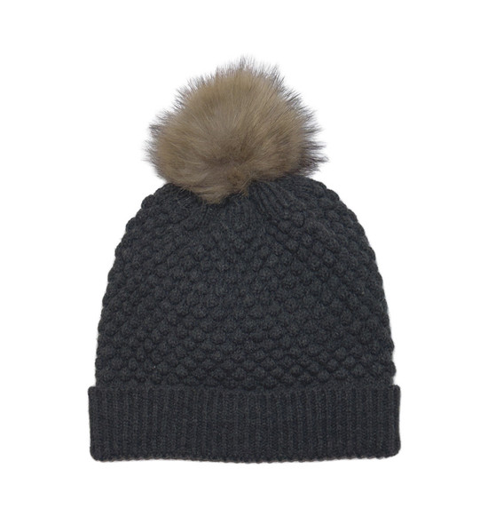 Dark Gray Bubble Knit Pom Beanie Dark Gray Bubble Knit Pom Beanie