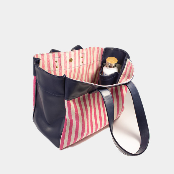 Carson Tote - Hot Pink Stripes - Embroidered Carson Tote - Hot Pink Stripes - Embroidered
