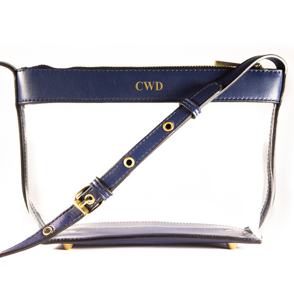 Clear/Navy Crossbody Bag - Stamped Clear/Navy Crossbody Bag - Stamped