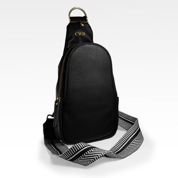 Sharla Sling Bag- Midnight - Vegan Leather - Stamped Sharla Sling Bag- Midnight - Vegan Leather - Stamped