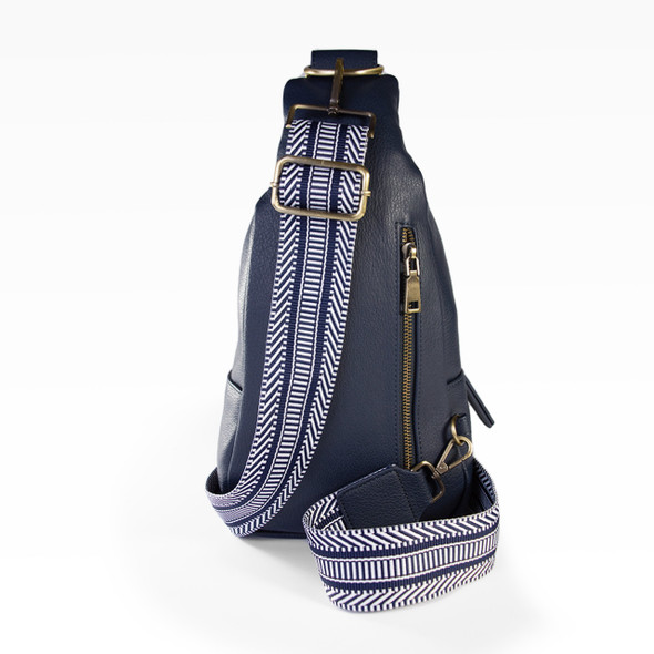 Sharla Sling Bag- Navy - Vegan Leather - Stamped Sharla Sling Bag- Navy - Vegan Leather - Stamped