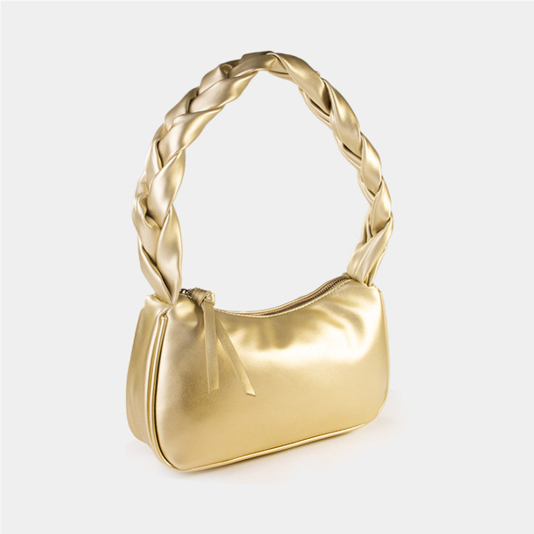Metallic Gold Braided Hobo Tote - Vegan Leather - Stamped Metallic Gold Braided Hobo Tote - Vegan Leather - Stamped