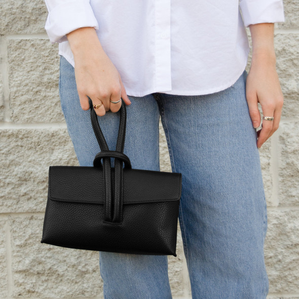 Portia Loop Clutch / Crossbody- Midnight- Vegan Leather- Stamped Portia Loop Clutch / Crossbody- Midnight- Vegan Leather- Stamped