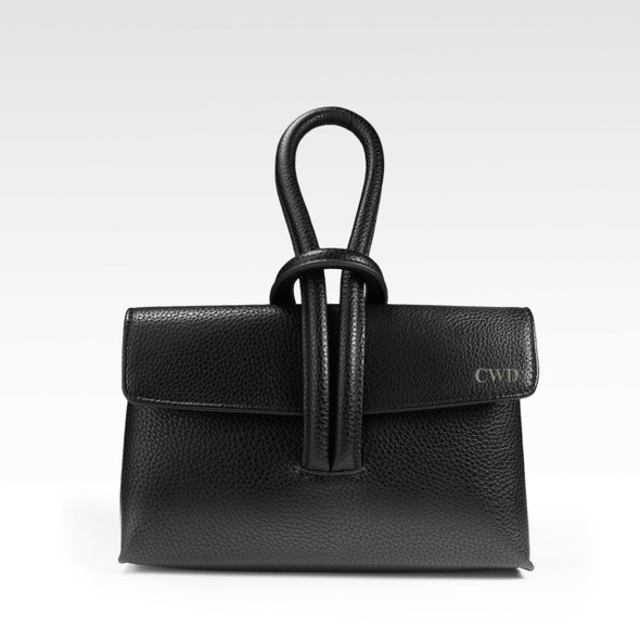 Portia Loop Clutch / Crossbody- Midnight- Vegan Leather- Stamped Portia Loop Clutch / Crossbody- Midnight- Vegan Leather- Stamped