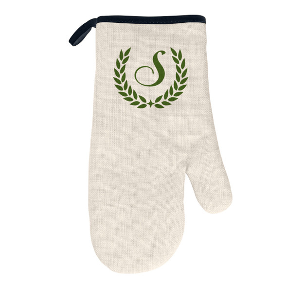 Wreath Monogram Natural/Black Oven Mitt Wreath Monogram Natural/Black Oven Mitt