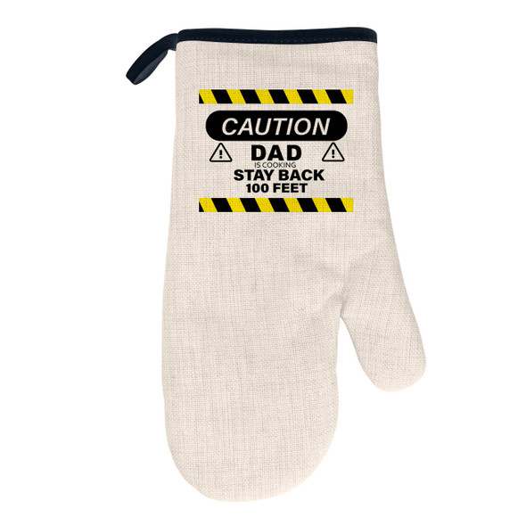 Caution Stay Back Natural/Black Oven Mitt Caution Stay Back Natural/Black Oven Mitt