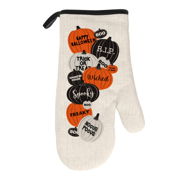 Halloween Pumpkins Natural/Black Oven Mitt Halloween Pumpkins Natural/Black Oven Mitt